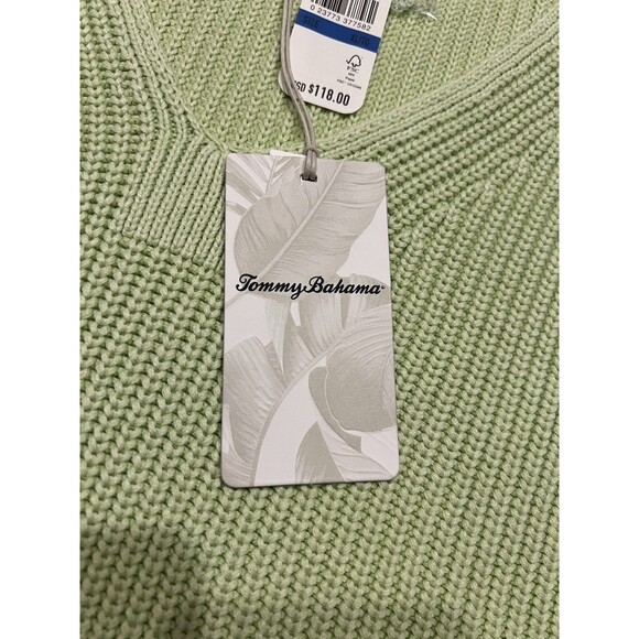 TOMMY BAHAMA Belle Haven Tank Sweater Womens XL Lime Pop Green Chunky Beach NEW - Picture 5 of 7